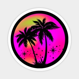 Vaporwave Palm Trees: 80's, 90's Hot Pink, Purple, And Yellow Retro Vintage Sunset Tropical Vaporwave Magnet